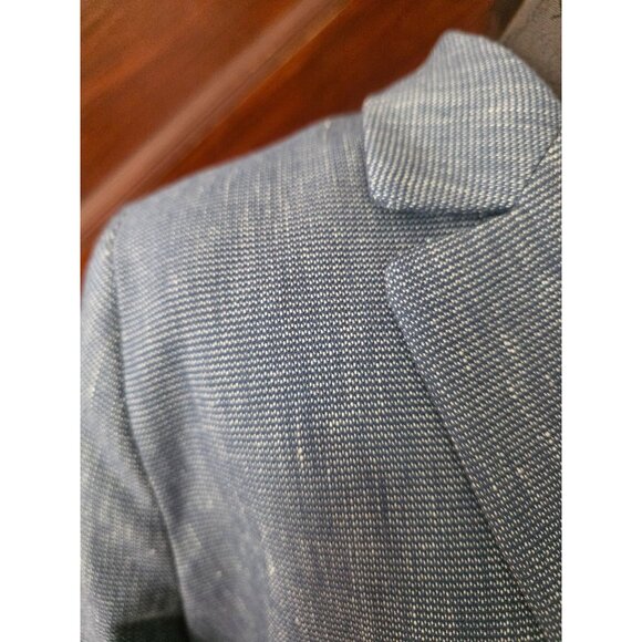 Loft Womens Herringbone Blazer 8P Blue Cotton Blend Single-Button Suit Jacket NW - Picture 2 of 8